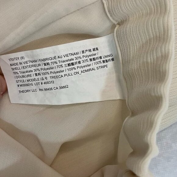 Theory Treeca Crepe Cropped Slim Leg Pants Ecru Off White Trousers 8 - Picture 9 of 12
